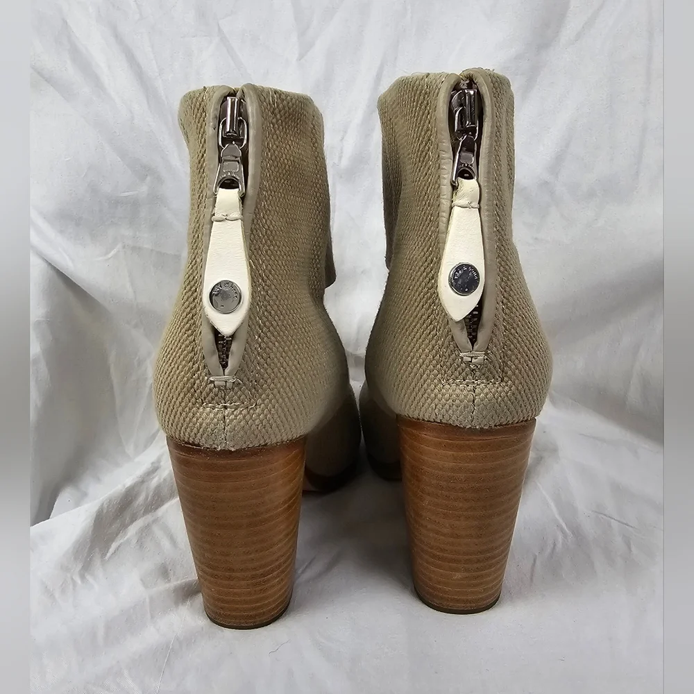 RAG & BONE Classic Newbury Canvas Natural Ankle Boots Booties size 7.5 / 37.5